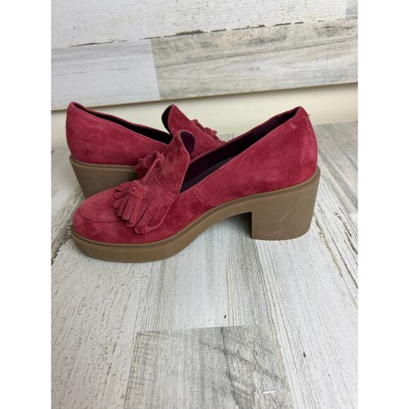 Aerosoles Women’s 6.5 Red Suede Tassel Slip-On Gibes Block Heel Loafers shoe New - Picture 8 of 8